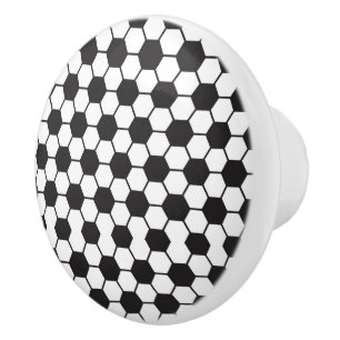 Schwarz-weißer Fußball-Muster Chic Trendy Keramikknauf