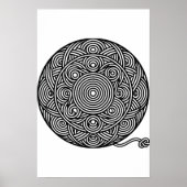 Schwarz-weißer Garnball-Mandala Poster (Vorne)