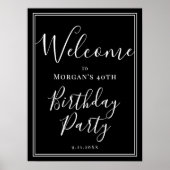 Schwarz-weißer Geburtstag Poster (Vorne)