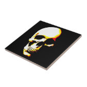 Schwarz-weißer Gelber Pop Art Skull Keramik Tile Fliese (Seite)