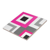 Schwarz-weißer geometrischer Block in Hot Pink, Gr Fliese (Seite)