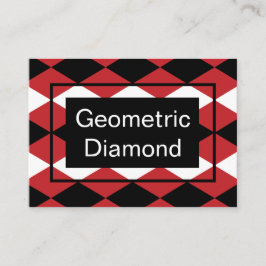 Schwarz-weißer geometrischer Diamant auf rotem Hin Visitenkarte