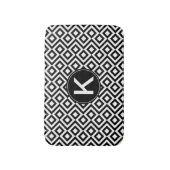 Schwarz-weißer Geometrischer Meander mit benutzerd Badematte (Vorderseite Vertikal)