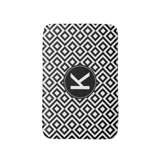 Schwarz-weißer Geometrischer Meander mit benutzerd Badematte (Vorderseite Vertikal)