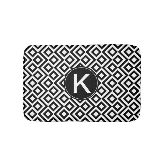 Schwarz-weißer Geometrischer Meander mit benutzerd Badematte (Vorderseite)