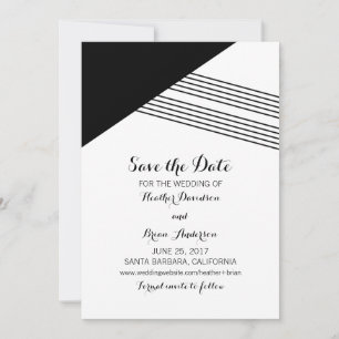 Schwarz-weißer geometrischer Streifen Save the Dat Date