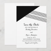 Schwarz-weißer geometrischer Streifen Save the Dat Date (Vorne/Hinten)