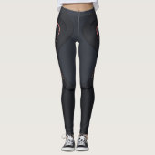 Schwarz-weißer geometrischer Text Leggings (Vorderseite)