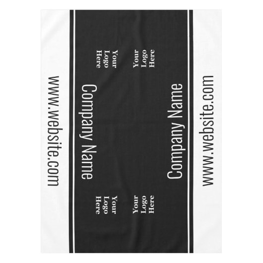 Schwarz-weißer Geschäftstext Ihr Logo hier Vorlage Tischdecke (Vorderseite)