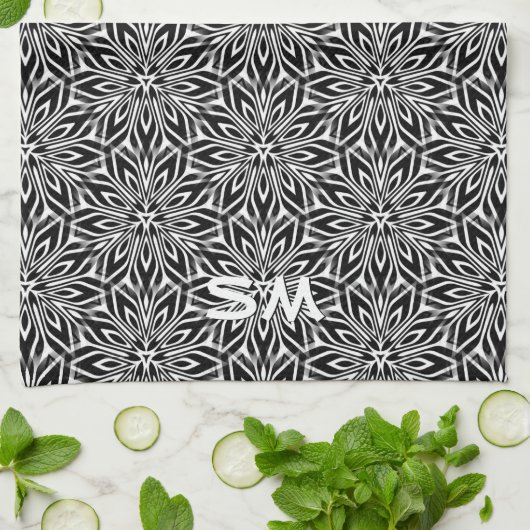 Schwarz-weißer Geschirrtuch (Gefaltet)