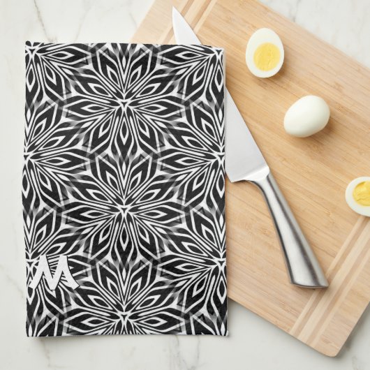 Schwarz-weißer Geschirrtuch (Viertel Falte)