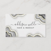 Schwarz-weißer Glitzer Agate Geode Luxe Chic Visitenkarte (Vorderseite)