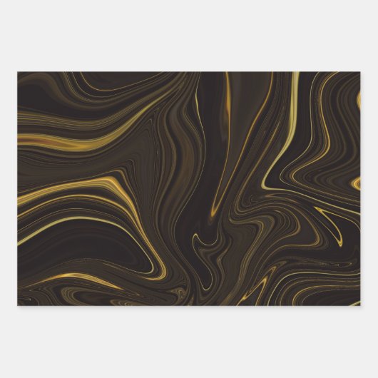 Schwarz-weißer Glitzer aus Goldmarmor Geschenkpapier Set (Vorderseite)