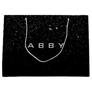 Schwarz-weißer Glitzer-Bevorzugungs-Geschenk Abby Große Geschenktüte
