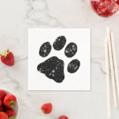 Schwarz-weißer Glitzer Paw Print Serviette (Beispiel)