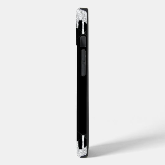 Schwarz-weißer Glitzer Silver Monogram Case-Mate iPhone Hülle (Rückseite / Links)