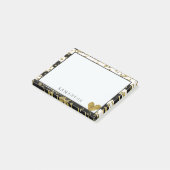 Schwarz-weißer GoldConfetti und -streifen Post-it Klebezettel (angewinkelt)