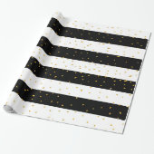 Schwarz-weißer GoldImitat-Glitter stripes Geschenkpapier (Ungerollt)