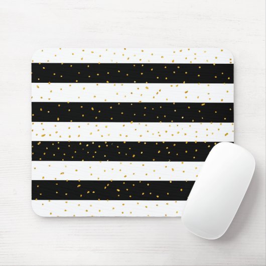 Schwarz-weißer GoldImitat-Glitter stripes Mousepad (Mit Mouse)