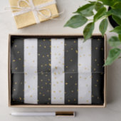 Schwarz-weißer GoldImitat-Glitter stripes Seidenpapier (Geschenk)