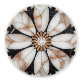 Schwarz-weißer Goldmarmor Daisy Blume Mosaik Style Keramikknauf (Vorderseite)