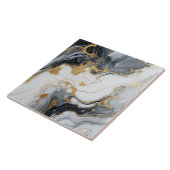 Schwarz-weißer Goldmarmor und Alkoholtink Abstrakt Fliese (Seite)