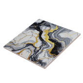 Schwarz-weißer Goldmarmor und Alkoholtink Abstrakt Fliese (Seite)