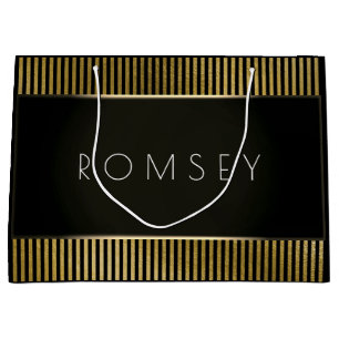 Schwarz-weißer Goldminimaler Luxus-einbrennende Große Geschenktüte