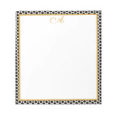 Schwarz-weißer Goldpolka-Punkt Monogram-Name Notep Notizblock (Vorderseite)