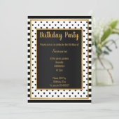 SCHWARZ-WEISSER GOLDSCHEIBEN-STREIFEN HERZ EINLADUNG (Stehend Vorderseite)