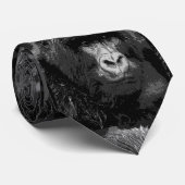 Schwarz-weißer Gorilla Face Artwork Neck Tie Krawatte (Gerollt)