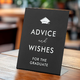 Schwarz-weißer Grad Cap Abschluss Beratung und Wün Sockelschild