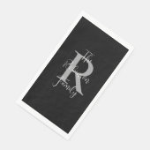 Schwarz-weißer Graue Name Monogram Handtuch Serviette (Ecke)