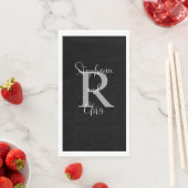 Schwarz-weißer Graue Name Monogram Handtuch Serviette (Beispiel)