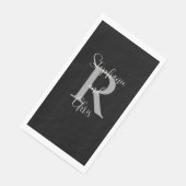 Schwarz-weißer Graue Name Monogram Handtuch Serviette (Ecke)