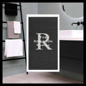 Schwarz-weißer Graue Name Monogram Handtuch Serviette