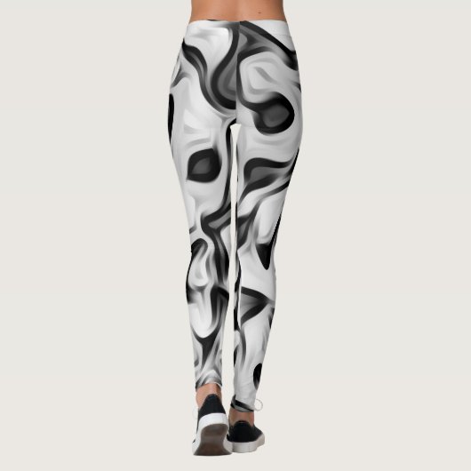 Schwarz-weißer grauer Hintergrund Leggings (Rückseite)