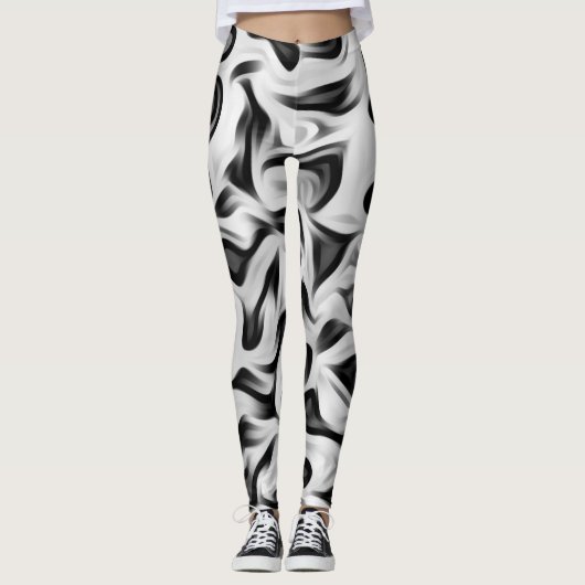 Schwarz-weißer grauer Hintergrund Leggings (Vorderseite)