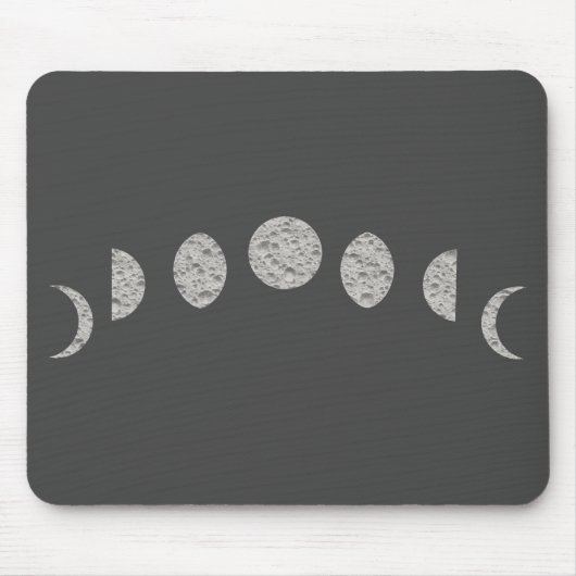 Schwarz-weißer grauer Mond setzt moderne Minimalph Mousepad (Vorne)