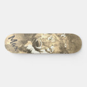 Schwarz-weißer Grauwolf abstrakt Skateboard (Horizontal)