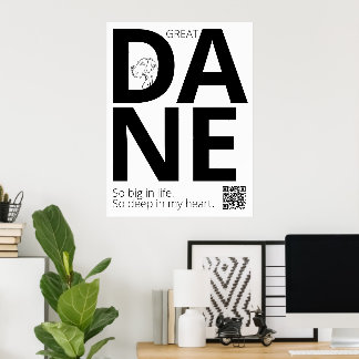 Schwarz-weißer Great Dane Minimal  Poster