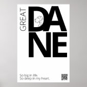 Schwarz-weißer Great Dane Minimal Poster (Vorne)