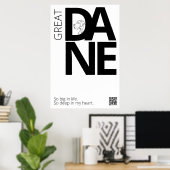 Schwarz-weißer Great Dane Minimal Poster (Heimbüro)