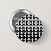 Schwarz-weißer griechischer Schlüssel Button (Vorne & Hinten)