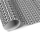 Schwarz-weißer griechischer Schlüssel Geschenkpapier (Rolleneckpunkt)