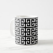 Schwarz-weißer griechischer Schlüssel Kaffeetasse (Vorderseite Links)