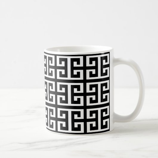 Schwarz-weißer griechischer Schlüssel Kaffeetasse (Rechts)
