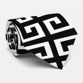 Schwarz-weißer griechischer Schlüssel Krawatte (Gerollt)