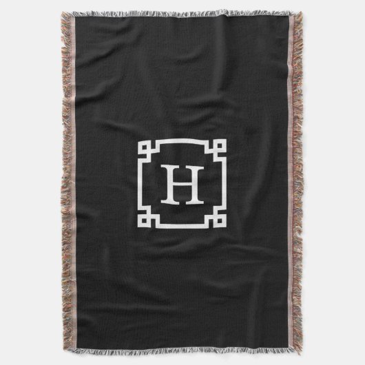 Schwarz-weißer griechischer Schlüssel Nr. 2 Gerahm Decke (Vorderseite Vertikal)