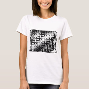 Schwarz-weißer griechischer Schlüssel T-Shirt